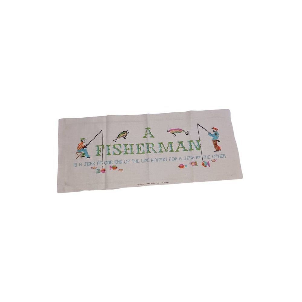 Funny Fisherman Rectangle Finished Cross Stitch Pattern​